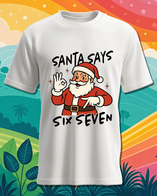 Меме - Santa Says Six Seven, Мъжка Тениска ST2000